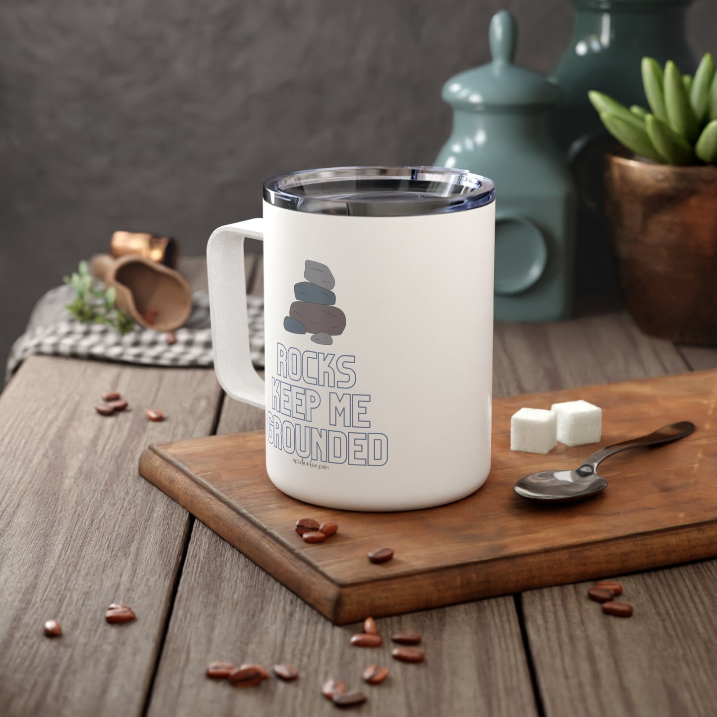 Puntastic 10 oz Insulated Mug - Rocks Keep Me Grounded